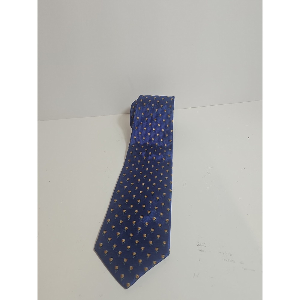 Brooks Brothers Makers Mens Tie Pure Silk Blue Flowers